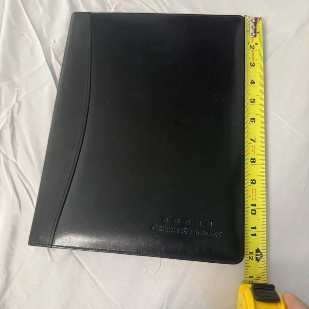 Leeman Cowhide Slim Leather Business Portfolio Embossed Black